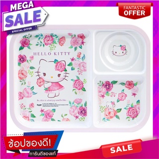 ถาดหลุมเมลามีน 10.5" SUPERWARE KITTY ROSE GARDEN อุปกรณ์ใส่อาหาร MELAMINE COMPARTMENT PLATE 10.5" SUPERWARE KITTY ROSE G