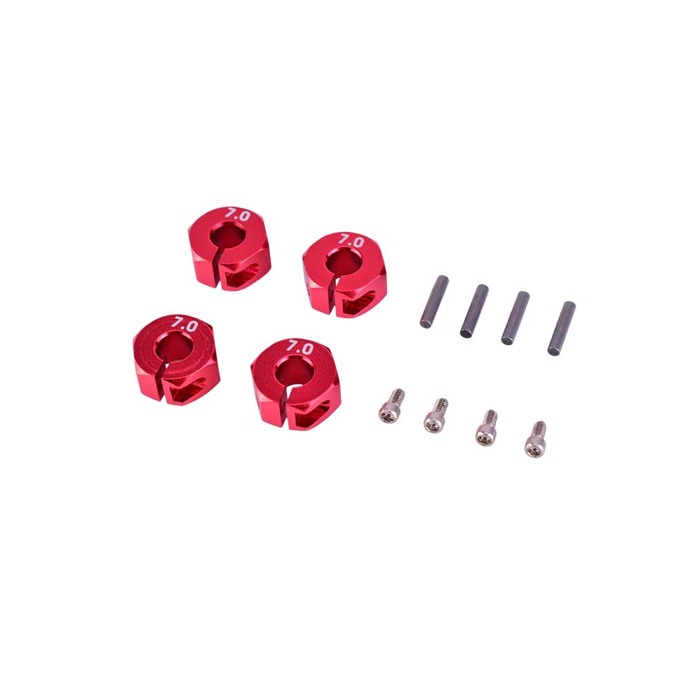 ล้อโลหะอลูมิเนียม 6 มม. 7 มม. 12 มม. สีแดง สําหรับรถบังคับ 1:10 HSP HPI Tamiya 4 ชิ้น