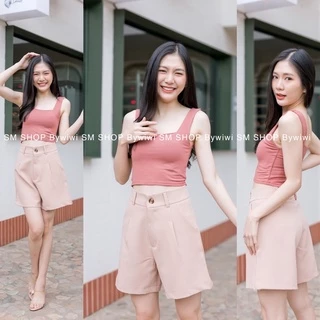 🌈รุ่น B1🌈 พิเศษ!กางเกงขาสั้นทรงบอย กระดุมหน้า ผ้าไอวี่หรือผ้าเปเป้ ราคาถูกS-2XL มีบริการเก็บปลายทาง