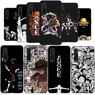 Sl35 เคสโทรศัพท์มือถือซิลิโคน TPU แบบนิ่ม ลายอนิเมะ One Piece Luffy สีดํา สําหรับ OPPO Reno 2 Reno 3 Pro Reno 4 Pro