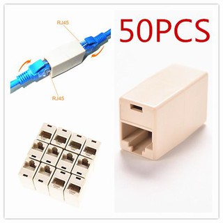 50pcs RJ45 CAT5 Coupler Plug Network LAN Cable Extender Joiner Connector Adapter