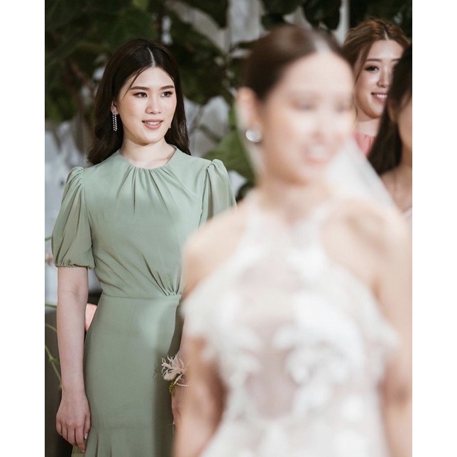 Peace.eveninggown Lady’s Eardrop Dress Green