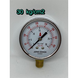 Pressure gauge 30 kg/cm2 ยี่ห้อ OKURA หน้าปัด 2.5" Connection 1/4" BSPT Bottom เกจวัดแรงดัน OKURA 30 kg/cm2