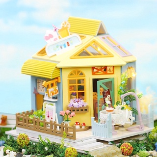 (มีไฟ) บ้าน DIY บ้านตุ๊กตา โมเดลบ้าน Mini Doll House บ้านโมเดล