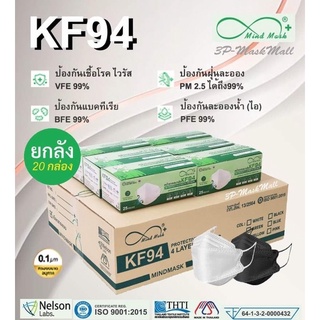 🚩ราคาส่งยกลัง🚩KF94 Mind Mask หน้ากากอนามัยทางการแพทย์ กรอง4ชั้น บรรจุ 20กล่อง