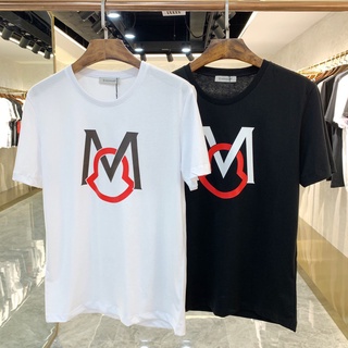 เสื้อยืดผ้าฝ้ายพิมพ์ลายแฟชั่นM0ncler 2022 เสื้อยืดแขนสั้นคอกลมพิมพ์ลายโลโก้แฟชั่นผู้ชาย