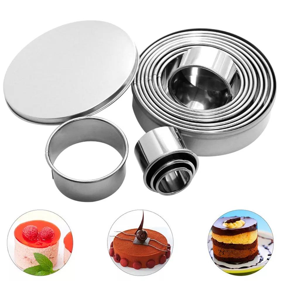พิมพ์กดคุกกี้ พิมพ์วงแหวน วงกลม สแตนเลส(Round Cutter) 11 ชิ้น พร้อมกล่อง