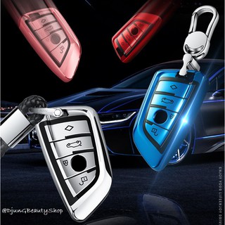 เคสรีโมทรถยนต์ BMW Blade ทรงใบไม้ (TPU Key Cover with Colorful PC Push button Guard) BMW Key Sets X1 X3 X4