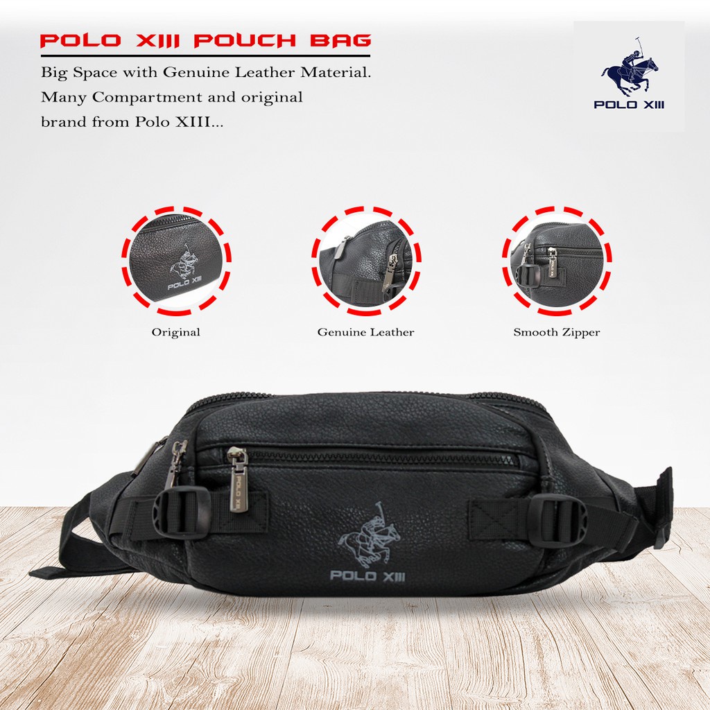 [HanaDel Online Store]{SP21} Leather POLO XIII Pouch Bag Leather Style