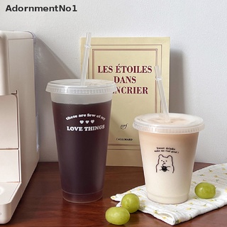 AdornmentNo1 Water Bottle For Coffee Juice Milk Tea Kawaii Plastic Cold Cups With Lid Straw Boutique