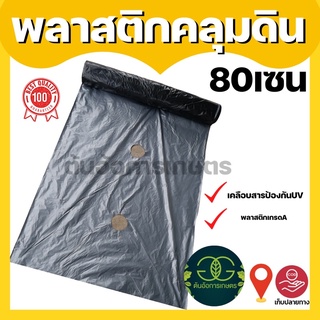 พลาสติกคลุมดิน สีเงิน-ดำ กว้าง80cm ยาว400หลา(360เมตร) แบบไม่เจาะรู เจารูเดี่ยว30cm-40cm เคลือบสารป้องกันUV