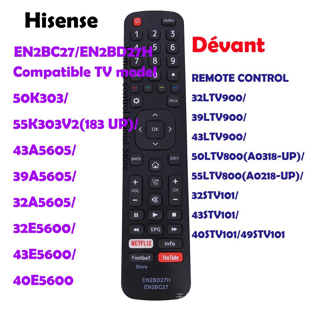 Devant Hisense Dévant EN2BC27 EN2H27 EN2H27HS EN2BD27H สมาร์ททีวีรีโมทคอนโทรลสําหรับ LCD TV รีโมทคอน