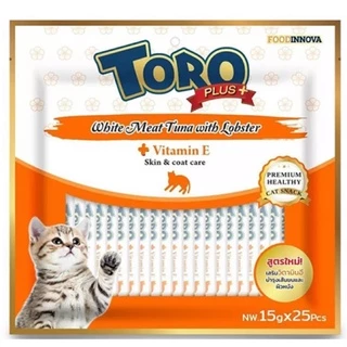 ขนมแมวเลียโทโร่พลัส toro toro plus เกรดพรีเมี่ยมแบบแพคมี25ซอง ขนาด15กรัม รับประกันสินค้าใหม่