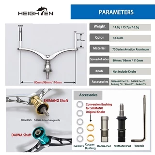 HEIGHTEN 80/98/110 มม. Reel Handle (ไม่มีลูกบิด สําหรับ) For Shimano Stradic Daiwa Spinning Reel