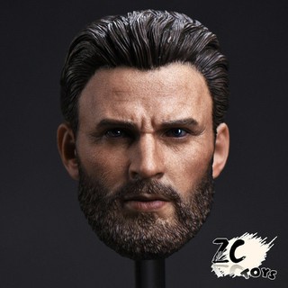 Zc ของเล่นตัวผู้ Captain America Chris Evans Head Sculpt F สเกล 1/6 ขนาด 12 นิ้ว