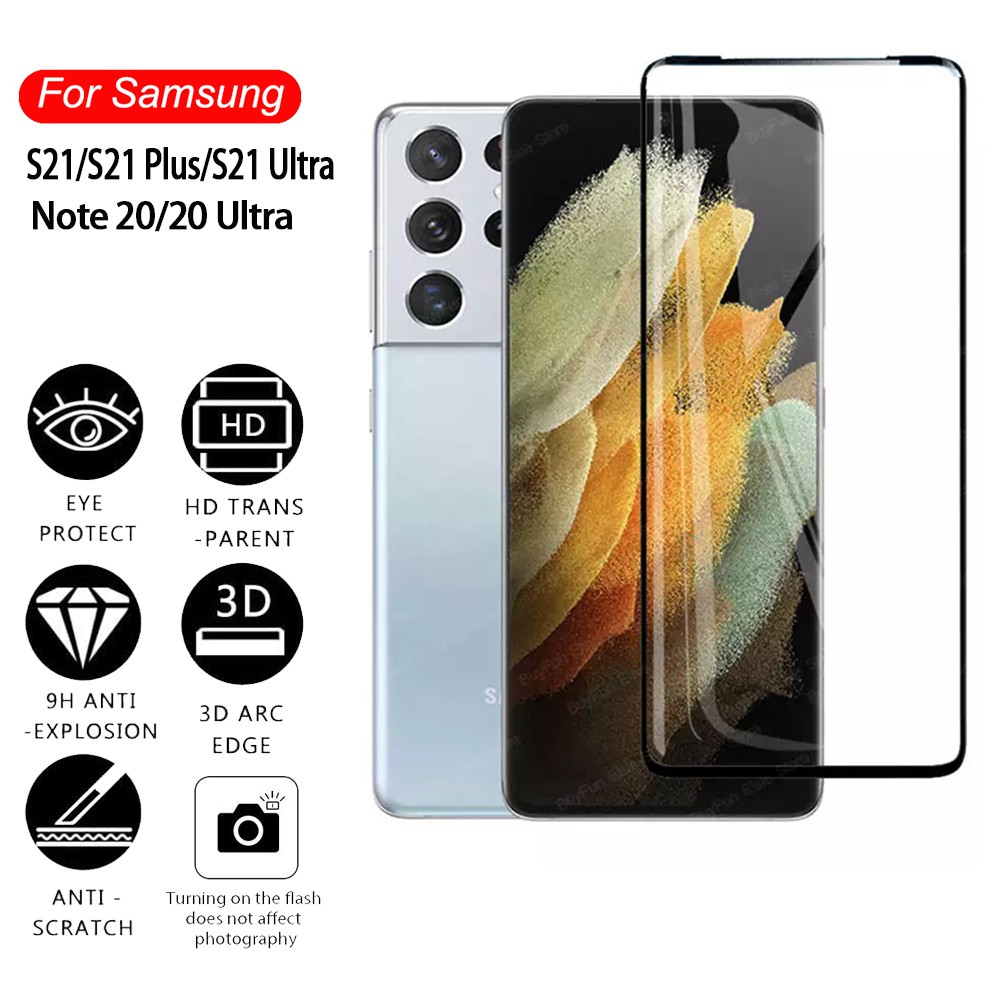 ฟิล์มกระจกนิรภัย แบบเต็มจอ สำหรับ Samsung Galaxy S21 S21 Plus S21 Ultra 5G Note 20 Ultra Note 10 Plus