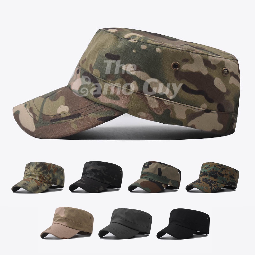 Flat Top Military Tactical Plain Camouflage Pattern Fashion Outdoor Soldier Breathable Visor Cap Topi Askar Rata