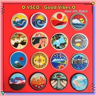 ♚ Outdoor：VSCO - Good Vibes Iron-On Patch ♚ 1Pc 6CM DIY Sew on Iron on Badges Patches