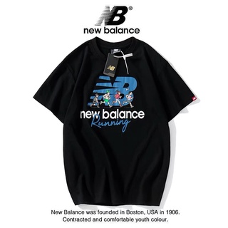 New Balance new Balance เสื้อยืดแขนสั้น คอกลม ผ้าฝ้าย พิมพ์ลาย NB แฟชั่นฤดูร้อน สําหรับผู้ชาย