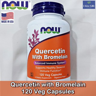 เควอซิทิน และ โบรมีเลน Quercetin with Bromelain 120 Veg Capsules - Now Foods เสริมภูมิต้านทาน