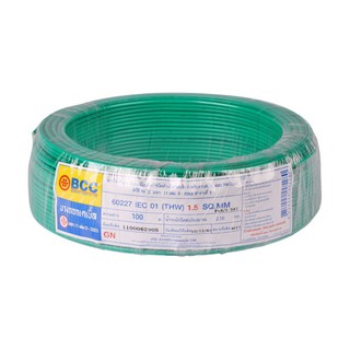 THW power cord ELECTRIC WIRE THW BCC 60227IEC01 1X1.5SQ.MM 100M GREEN Power cable Electrical work สายไฟ THW สายไฟ THW 60