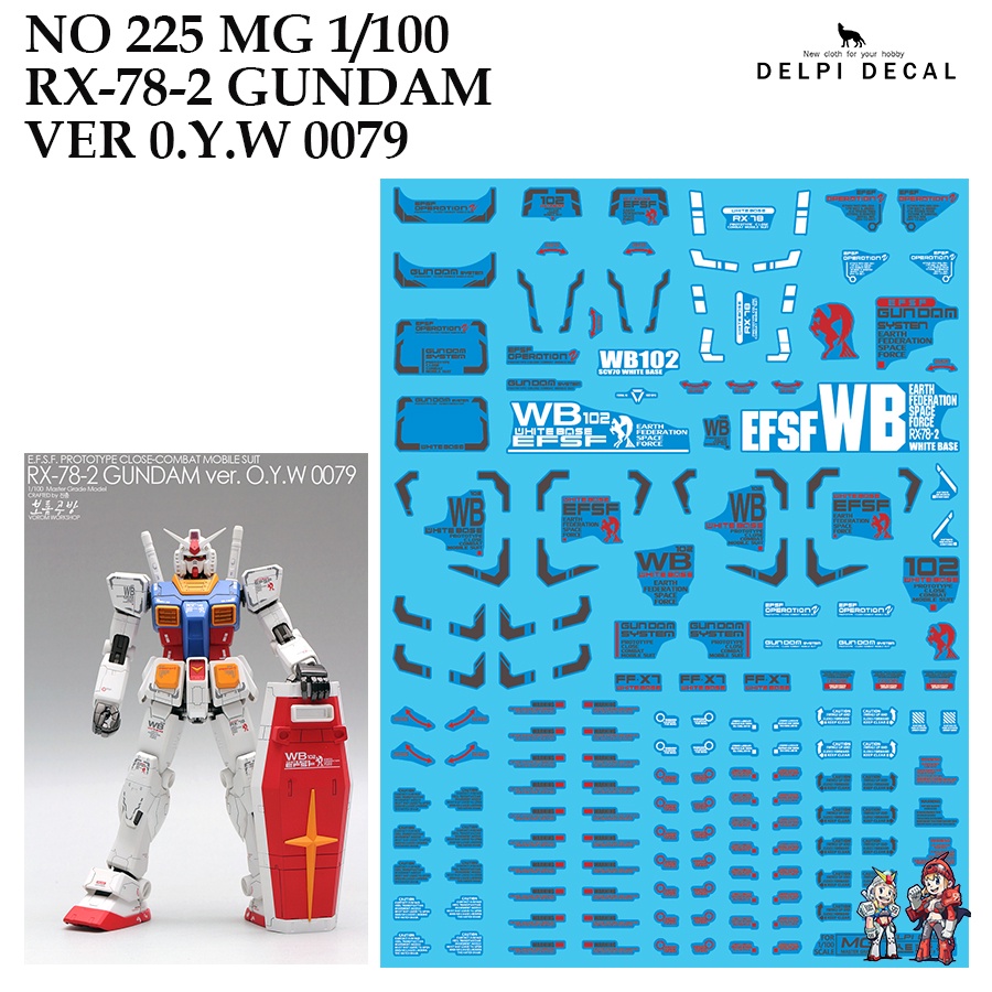 ดีคอลน้ำ [DELPI] 225 225N / 225H MG Ver. O.Y.W 0079 RX-78-2 GUNDAM VER 1/100 (Normal) [WATER DECAL]
