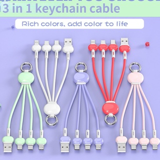 3 In 1 สายชาร์จโทรศัพท์มือถือ Micro USB Type-C 8Pin 5V 3.4A ชาร์จเร็ว