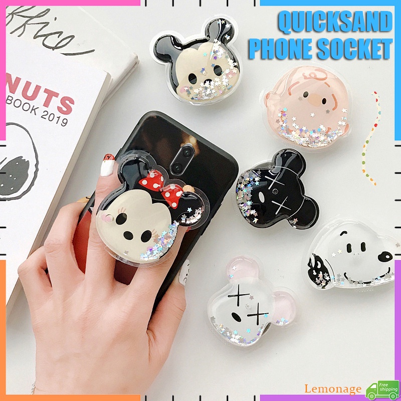 สินค้าพร้อม3D Liquid Quicksand Phone Ring Holder Phone Grip Griptok Phone Holder Stand Phone Bracket