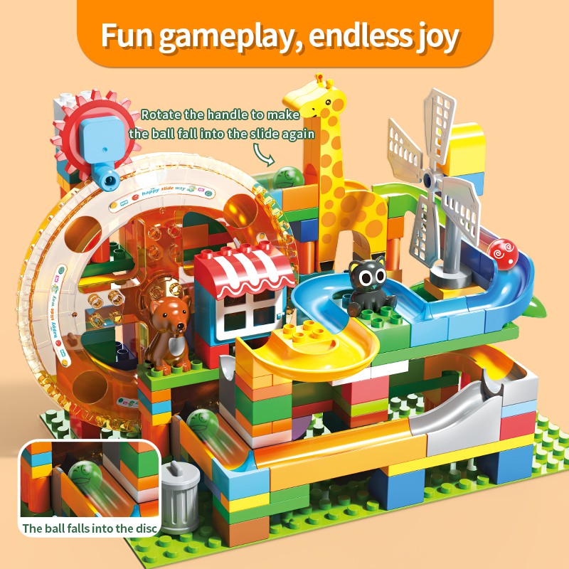 185PCS New Turntable Marble Race Run Blocks Compatible LEGO DUPLO Big ...