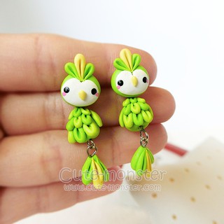 ต่างหู นกเขียว Green bird Earrings