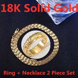 สร้อยคอสเตนเลส ทอง 18K เครื่องประดับงานหมั้น งานแต่งงาน สําหรับผู้ชาย (สร้อยคอ+แหวน)