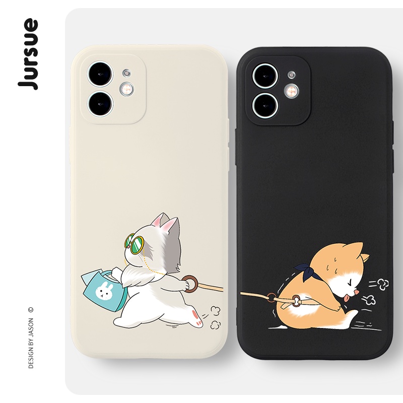 JURSUE เคสคู่ เคสไอโฟน คู่รัก กันกระแทกซิลิโคนนุ่มลายการ์ตูนน่ารักตลก เคสโทรศัพท์ Compatible for iPhone 17 16 15 14 13 12 11 Pro Max SE 2020 X XR XS 8 7 Plus xsmax 6splus 7plus 8pl