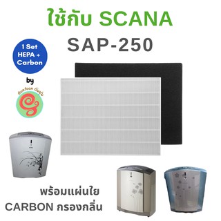 แผ่นกรองอากกาศ  SCANA SGP-200TB SAP-200WT SAP-250 200 Nano Air Purifier G Sol สำหรับเครื่องฟอกอากาศ สกาน่า HEPA