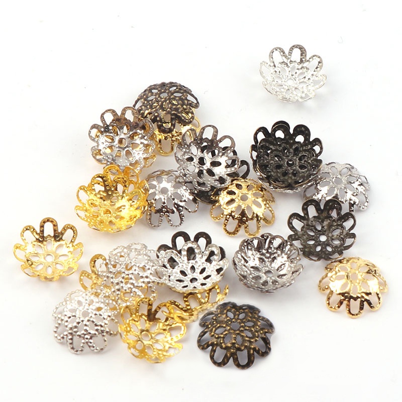 เครื่องประดับ DIY 200 ชิ้น/แพ็ค อุปกรณ์ถือลูกปัดแบบสองชั้น รอบแปดใบ สำหรับงานประดับด้วยลูกปัด
