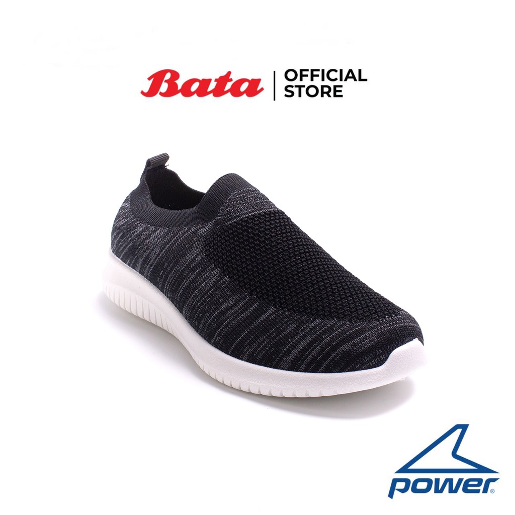 Bata บาจา ยี่ห้อ Power รองเท้าผ้าใบ สนีคเคอร์ รองเท้าลำลอง ขอบผ้ายืด แบบสวม ใส่ออกกำลังกายได้ รุ่น Groove สีดำ 4596183