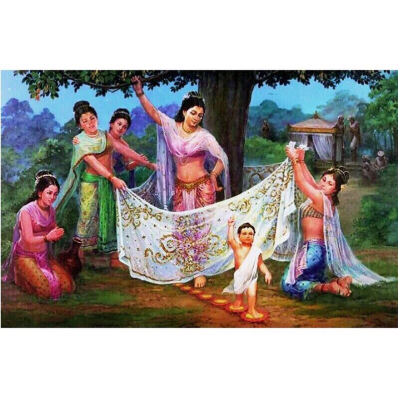 ภาพวาดเพชรวันเกิดของพระพุทธเจ้า Lg1553 ขนาด 100x70cm