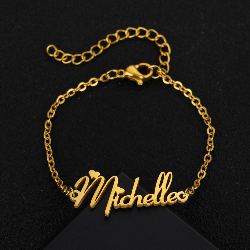 Bonlavie 【สร้อยข้อมือกําหนดชื่อ] สร้อยข้อมือชื่อส่วนบุคคล กําหนดเอง ของขวัญสําหรับคนรัก