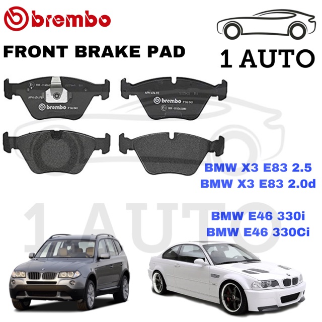 BREMBO ผ้าเบรคหน้า BMW X3 E83 E46 330i 330Ci Z4 E86 3.0Si E36 M3 3.0 E46 M3 3.2