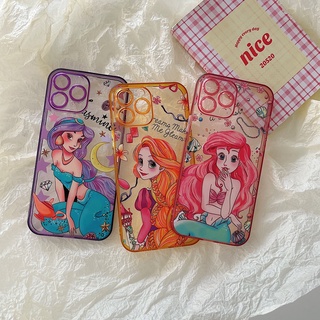 Samsung Galaxy S22 S22+ S21 S21+ Ultra Plus A23 A53 A33 A13 A22 LTE M22 M32 A52 A52S A12 M12 A50 A50S A30S 4G 5G Rapunzel Mermaid Jasmine Princess Cartoon Cute Clear Shockproof Soft Phone Case STD 25