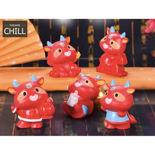 [MC904] ตุ๊กตุ่นจิ๋ว ลูกวัว สีแดงแรงฤทธิ์ 🐄🔴 (1 ตัว ราคา 25 บาท)