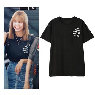 Kpop blackpink LISA เสื้อยืด ผ้าฝ้าย แฟชั่นนักเรียน ทรงหลวม qlPm