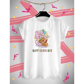 เสื้อยืด ลาย Happy Birthday 5 สุขสันต์วันเกิด ใส่สบาย ไม่ยืด ไม่ย้วย