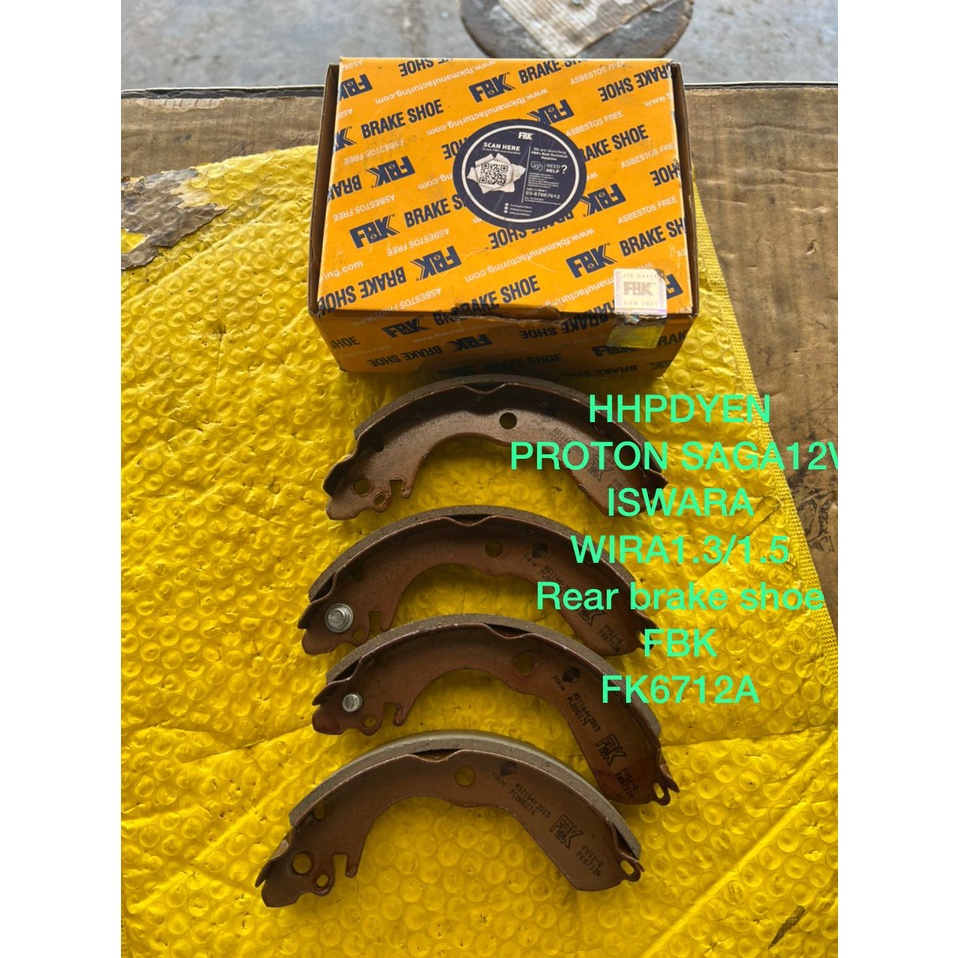 [FBK] PROTON SAGA 12V, ISWARA, WIRA 1.3/1.5 REAR BRAKE SHOE [1SET] (FK6712A) !!!!!
