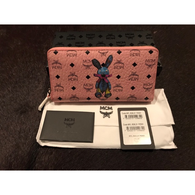 MCM Rabbit Zip Around Long Wallet Pink (New)