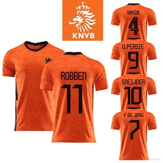 เสื้อยืดลายทีมชาติฟุตบอล Robben De Jong Virgil 2021 Netherlands ทรงหลวมสําหรับผู้ชาย