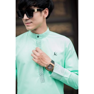 Kurta Zaiyin (ลายกราฟฟิคที่สาบคอและปลายแขน) - Elrah Exclusive