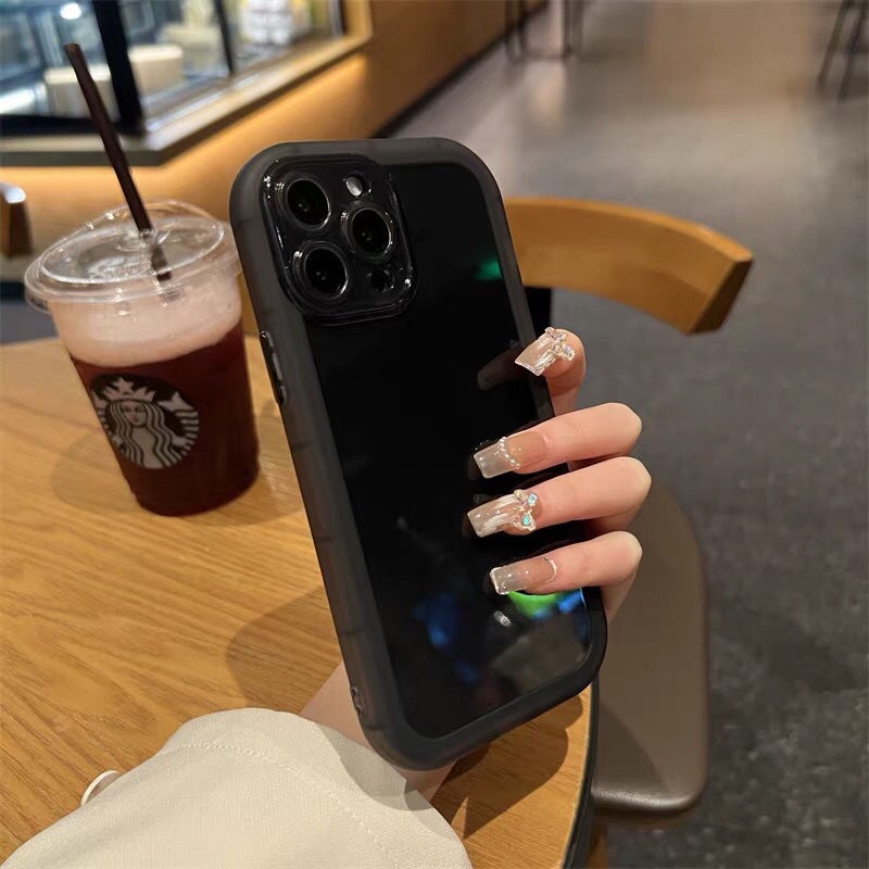 เคสโทรศัพท์มือถือแบบใส กันกระแทก สีดํา เรียบง่าย สําหรับ iphone 14 11 12 13 pro max xs xr 7 8 Plus 14Plus