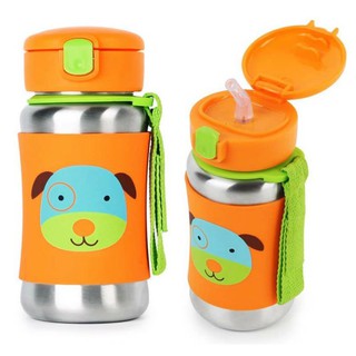 Skip Hop กระติกน้ำเก็บความเย็น สำหรับเด็ก Zoo Stainless Steel Straw Bottle Dog