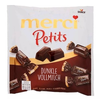 เมอร์ซี ดาร์กช็อกโกแลตสอดไส้ครีม Merci Petits Dark Chocolate Cream Filling 125g