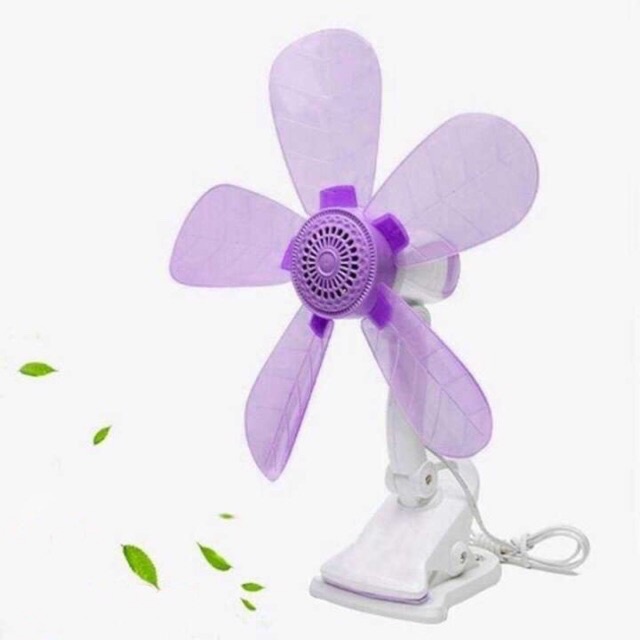 ✕❁๑5 blends  Fan Home Electric Fan W/ Clip, Clover Fan Anti-Heat Portable Clip Electric Fan